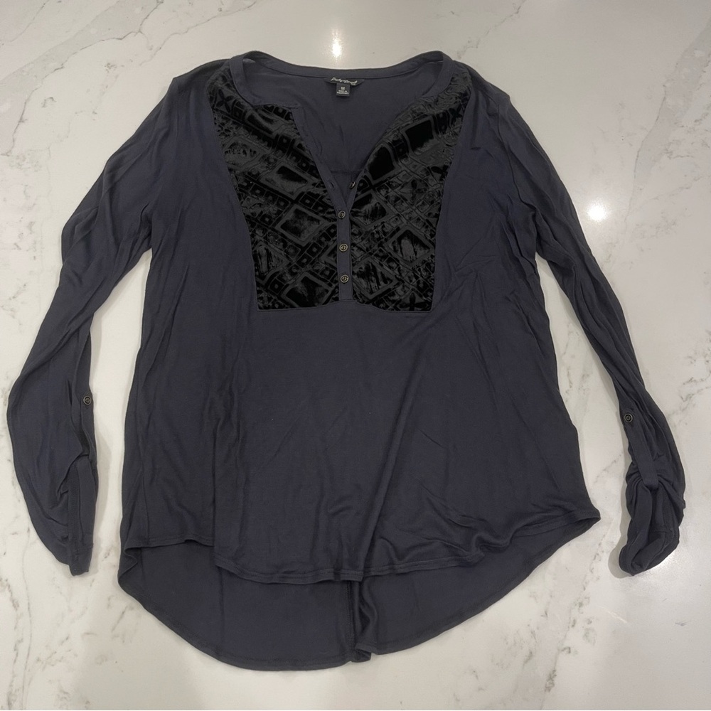 Lucky Brand Black and Gray Blouse